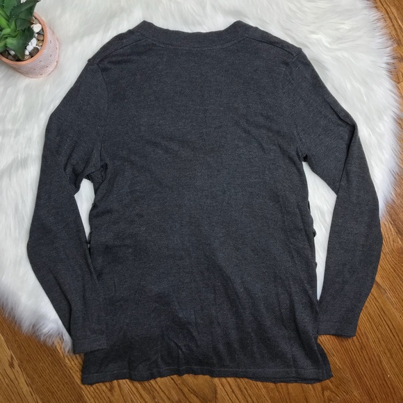 Charcoal Grey Ruffle Sweater Cardigan Women’s Size Medium - Picture 4 of 4